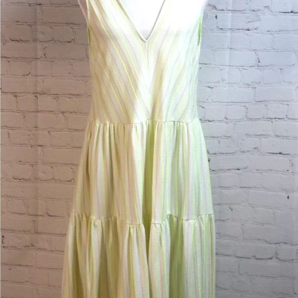 Anthropologie Boho Maxi Dress Striped deep open Back Neutral/Small